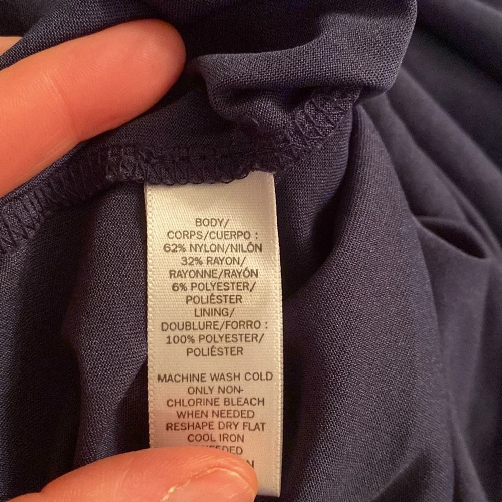 Ann Taylor LOFT 3/4 Sleeve Lined Blouse in Metallic Blue & Silver Size Small P - Picture 5 of 5